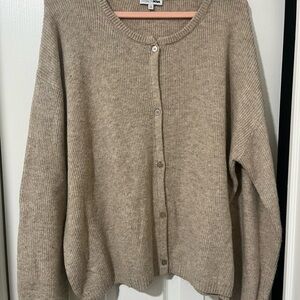 Fashion Nova Taupe Button-Front Rib Knit Cardigan